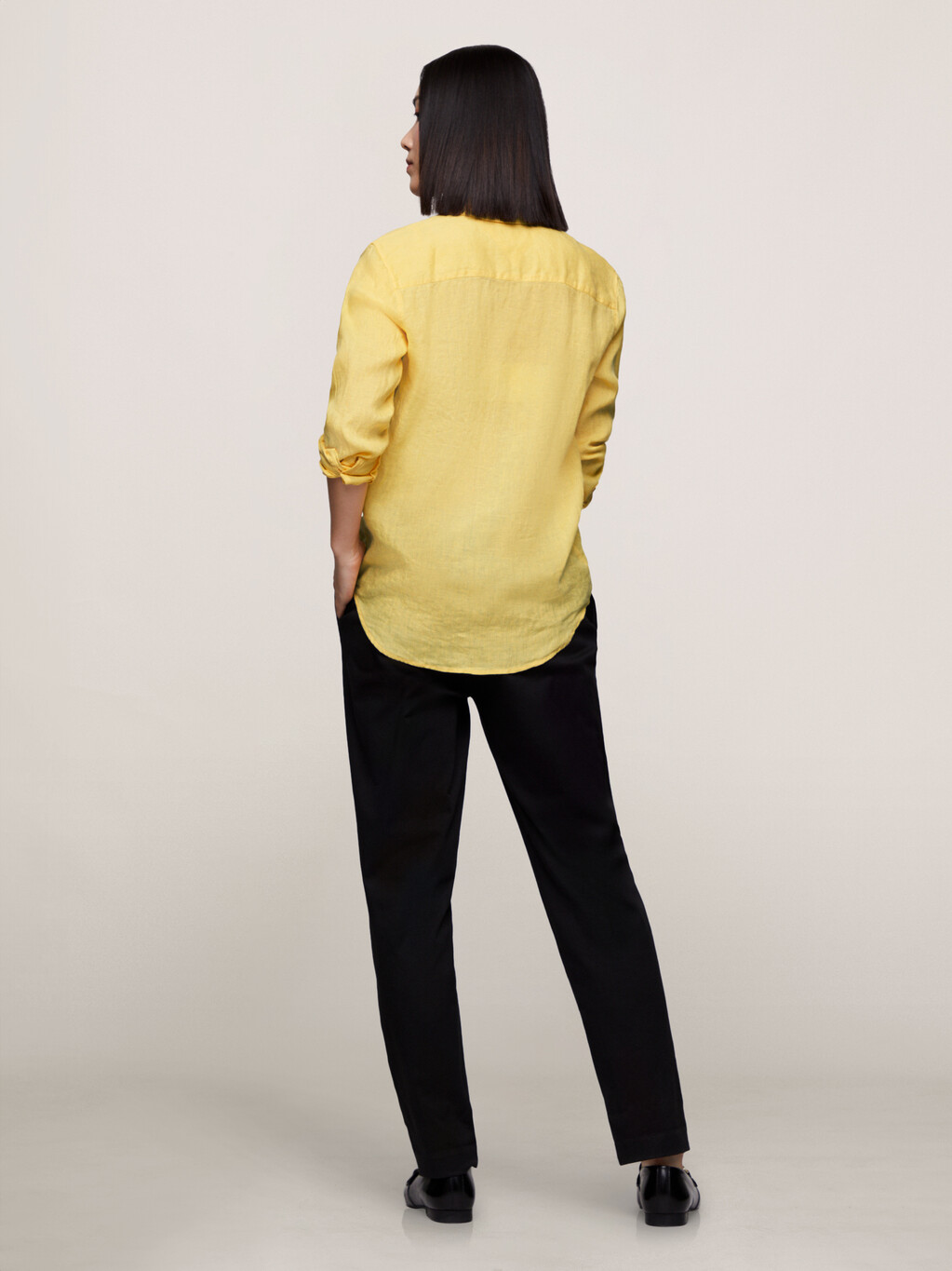 亞麻寬鬆恤衫, Dawn Yellow, hi-res