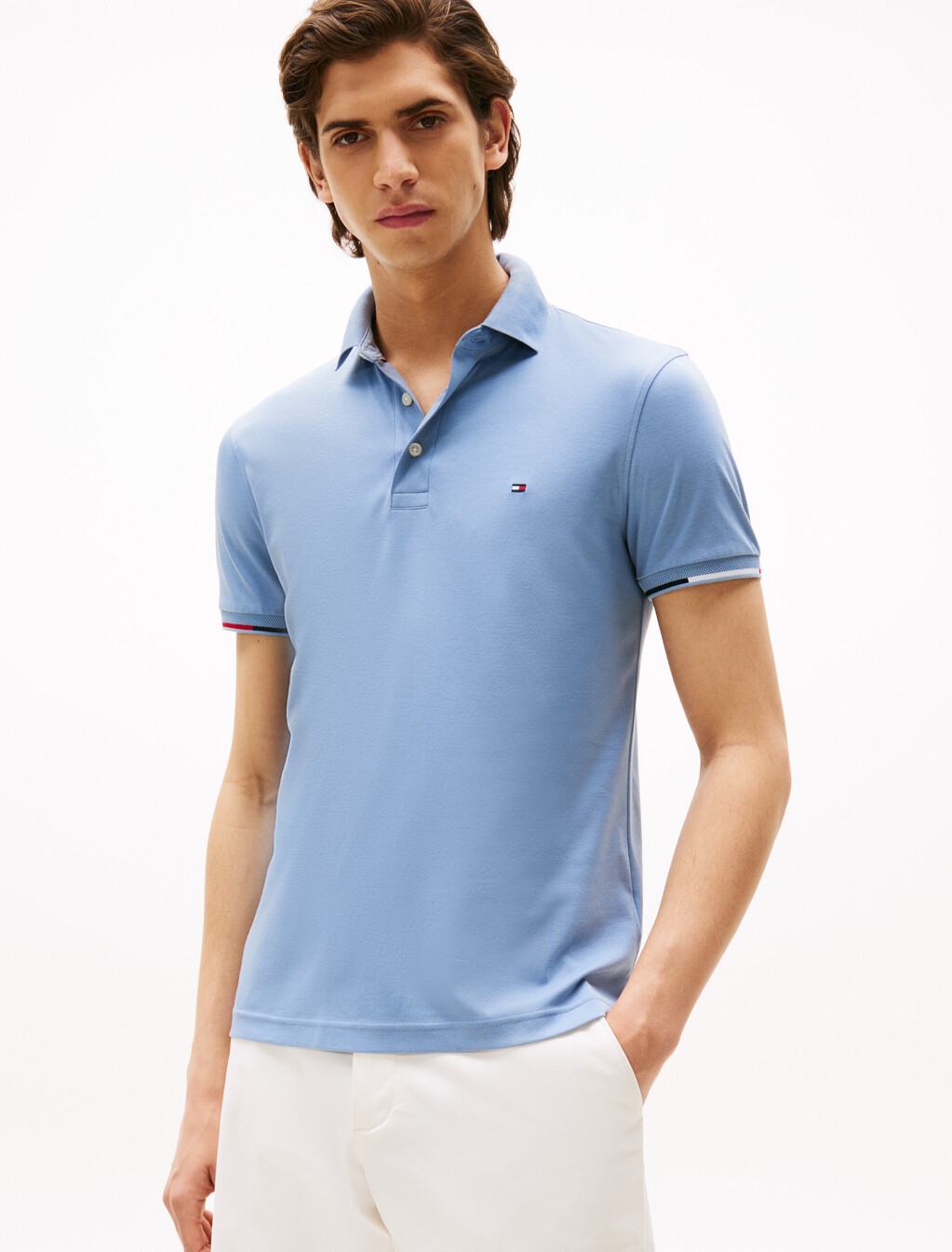 修身版型標誌 Polo 衫, Brisk Blue, hi-res