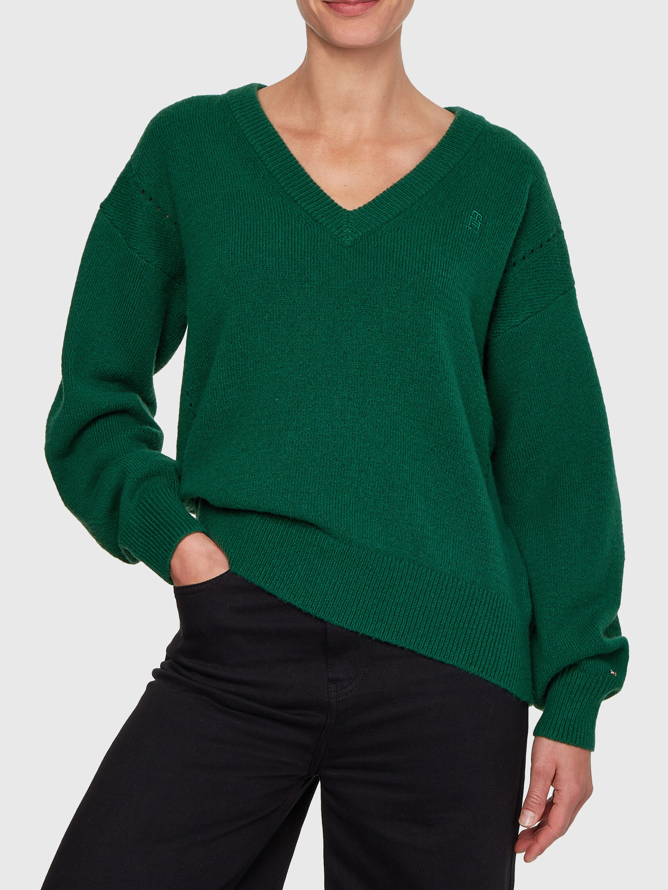 Puff Sleeve V Neck Jumper