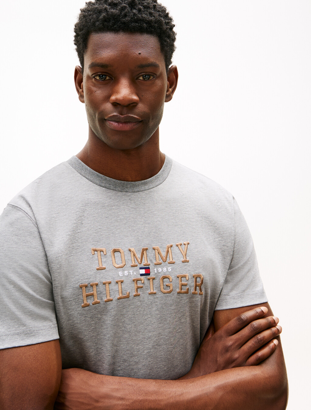 Icon 標誌刺繡短袖 T 恤, Medium Grey Heather, hi-res