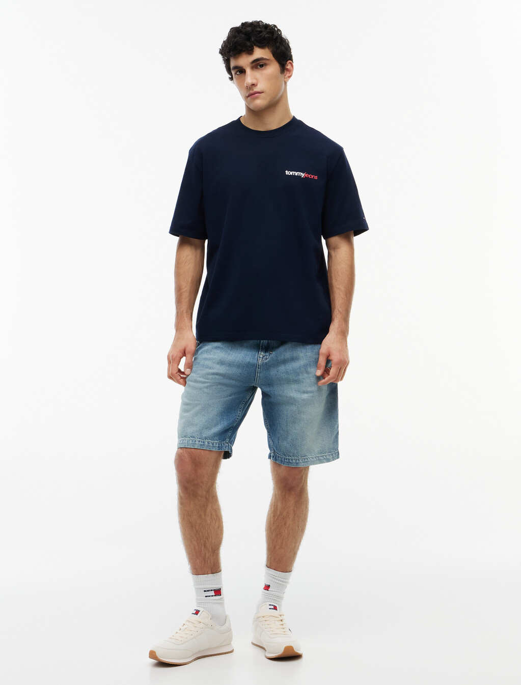 Logo Oversized Peached Jersey T-Shirt, Dark Night Navy, hi-res