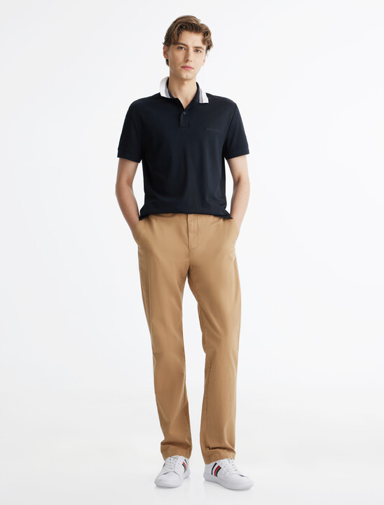 雙面羅紋針織對比領 Polo 衫
