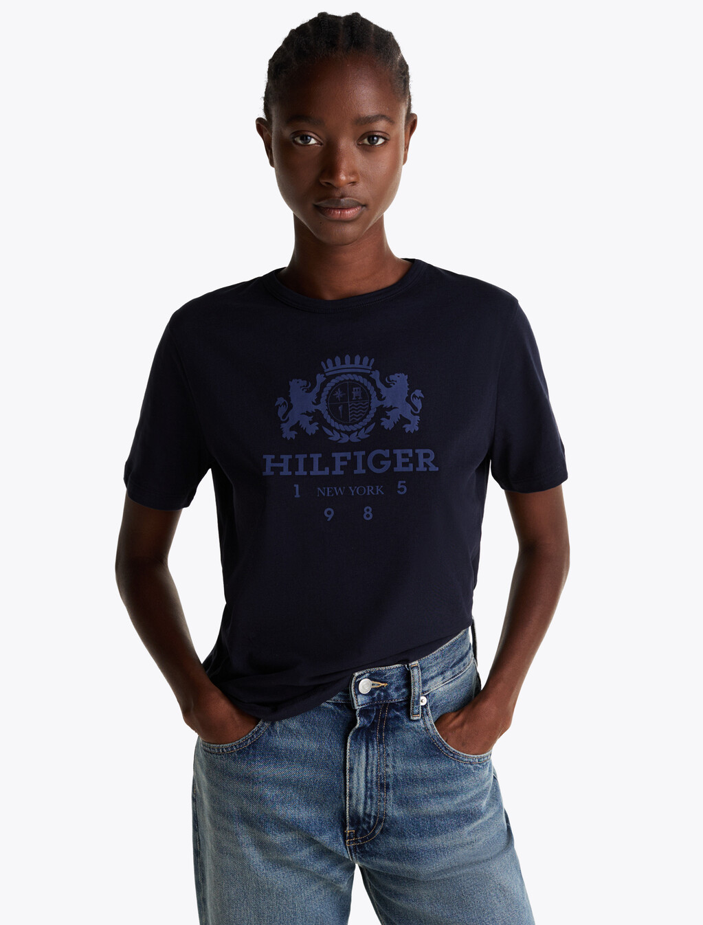 Contrast Trim Crew Neck T-Shirt, Desert Sky, hi-res