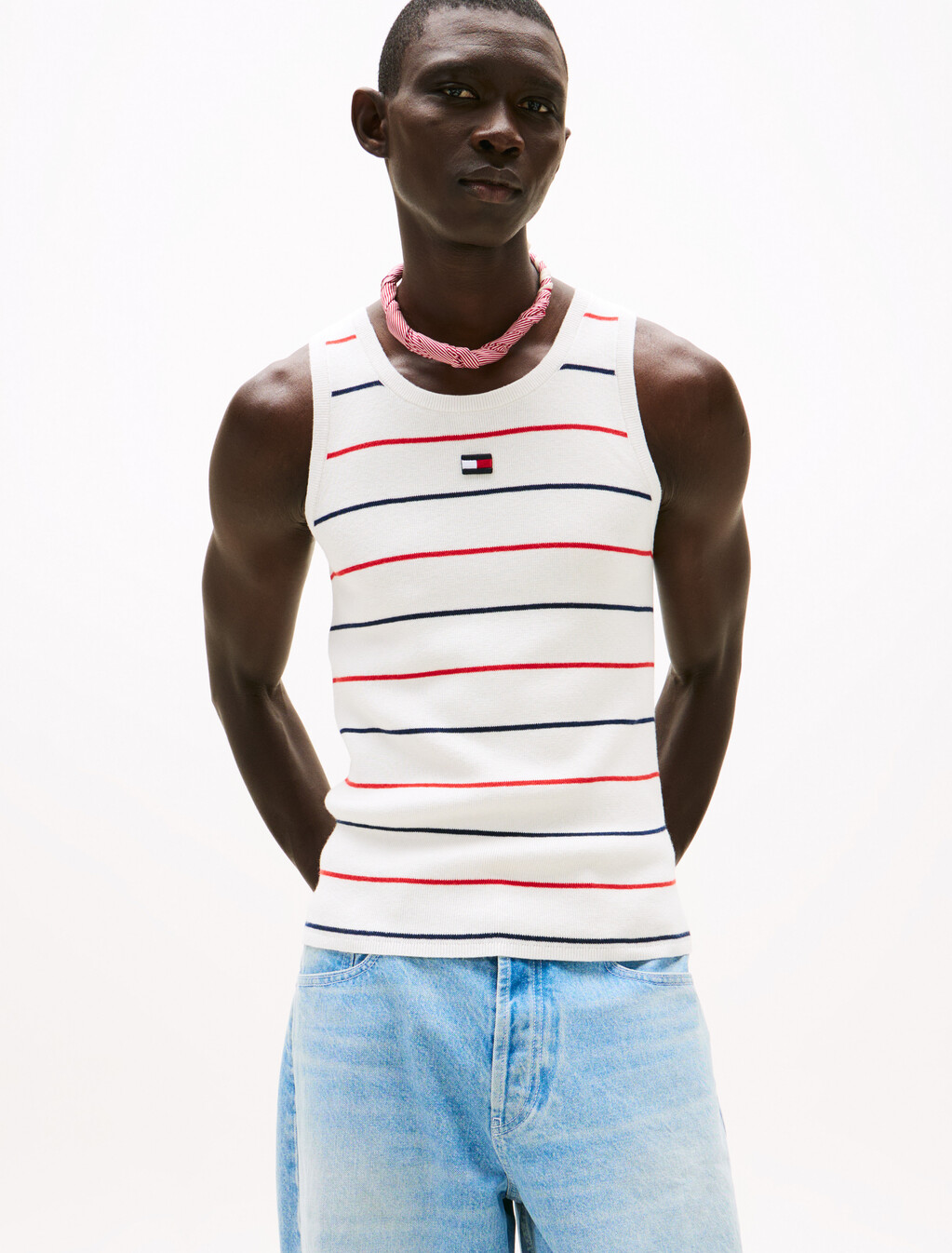 The Runway 系列山羊絨修身背心, Ecru / Rwb Stripe, hi-res