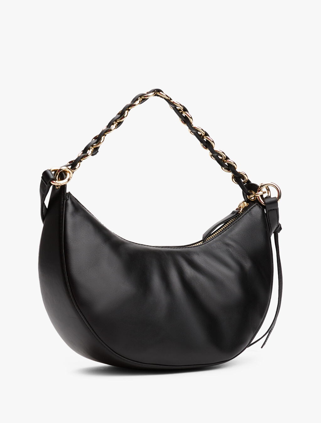 Crescent Leather Crossbody, Black, hi-res