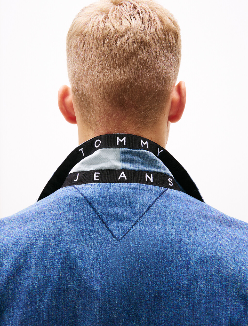 Chambray Logo Collar Jacket, Denim Medium 01, hi-res