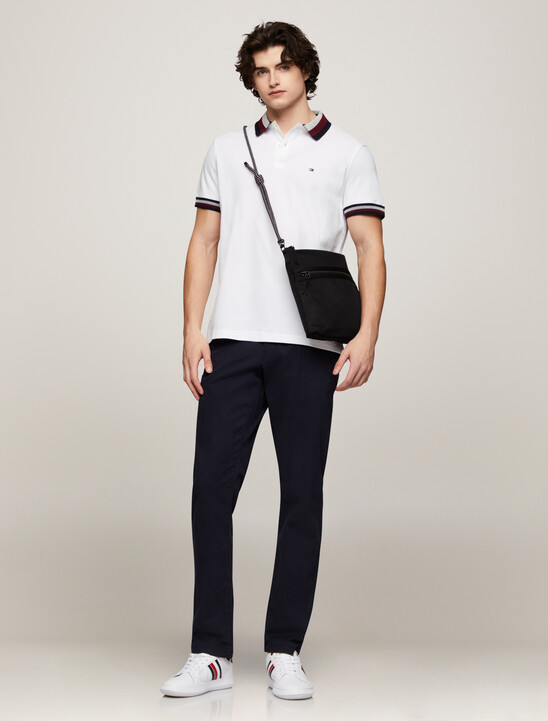 Stripe Collar Polo, White Stripe Collar Polo