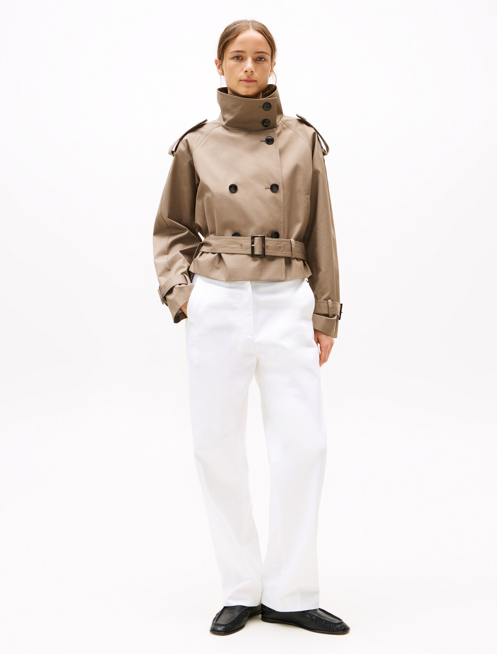 Cropped Trench Coat, Tundra Brown, hi-res