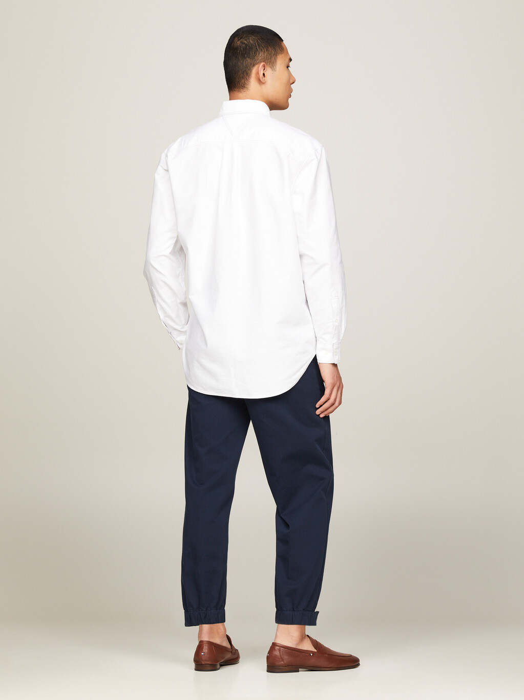 Contrast Stitch Regular Washed Oxford Shirt, Optic White, hi-res