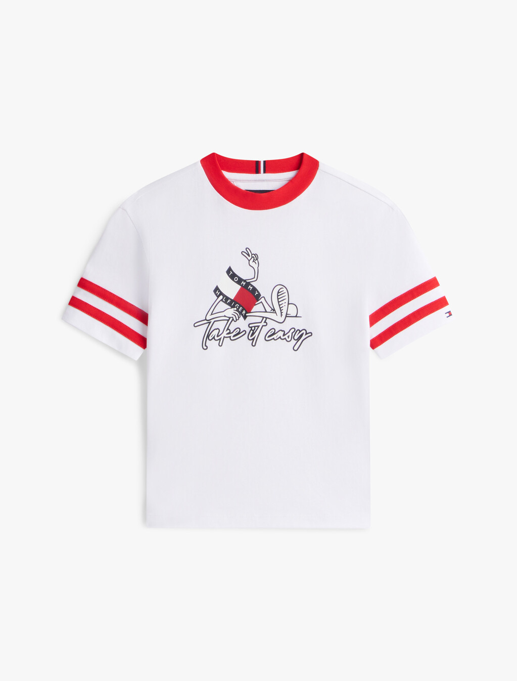 Wavy Flag Graphic Jersey T-Shirt, White, hi-res