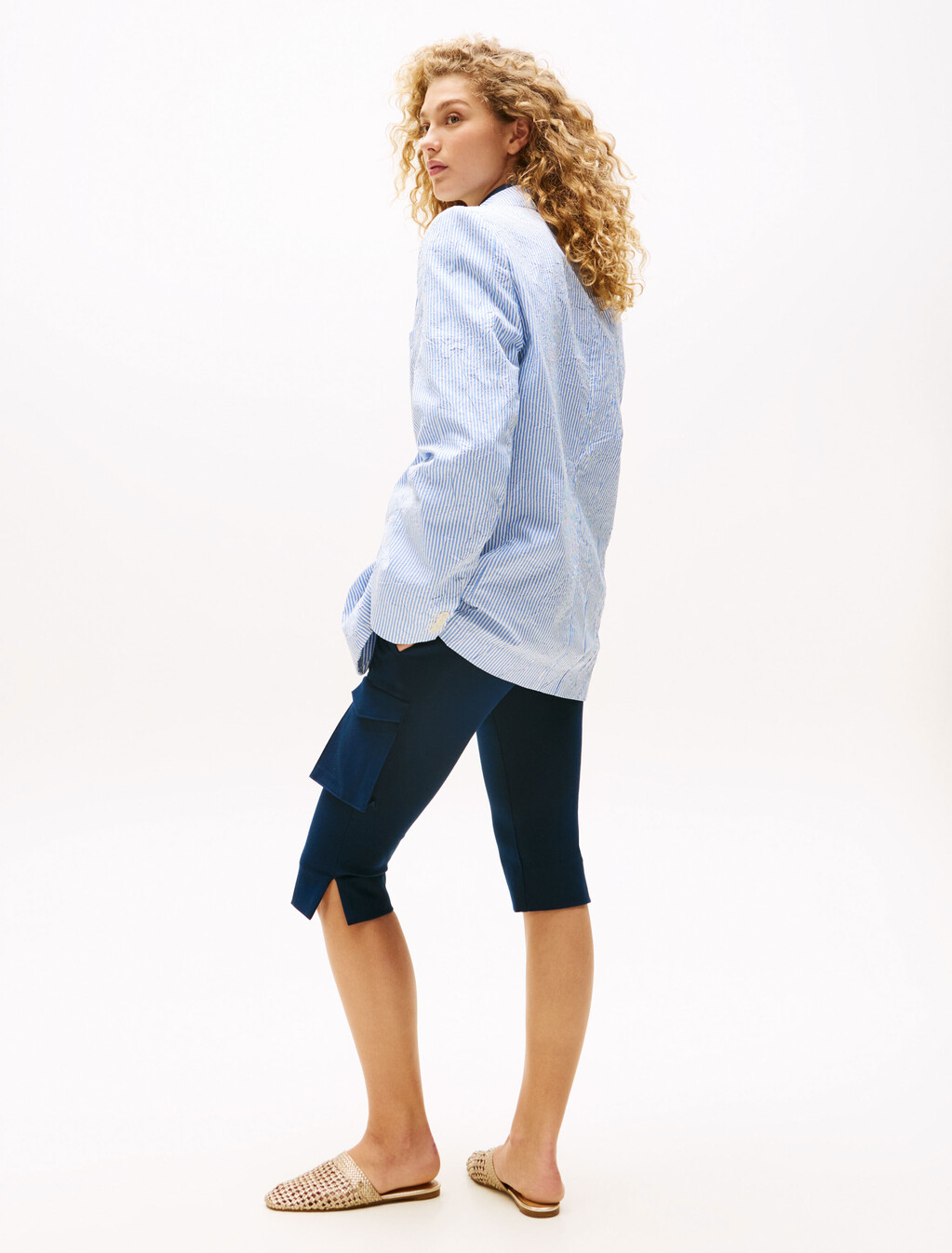 The Runway Collection Oversized Stripe Blazer, Blue Stripe, hi-res