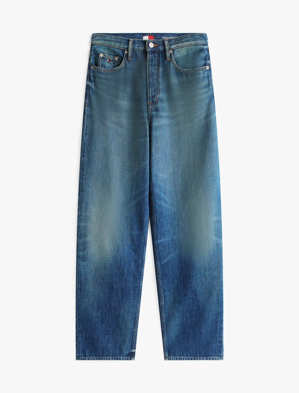 高腰直筒牛仔褲, Denim Medium, hi-res