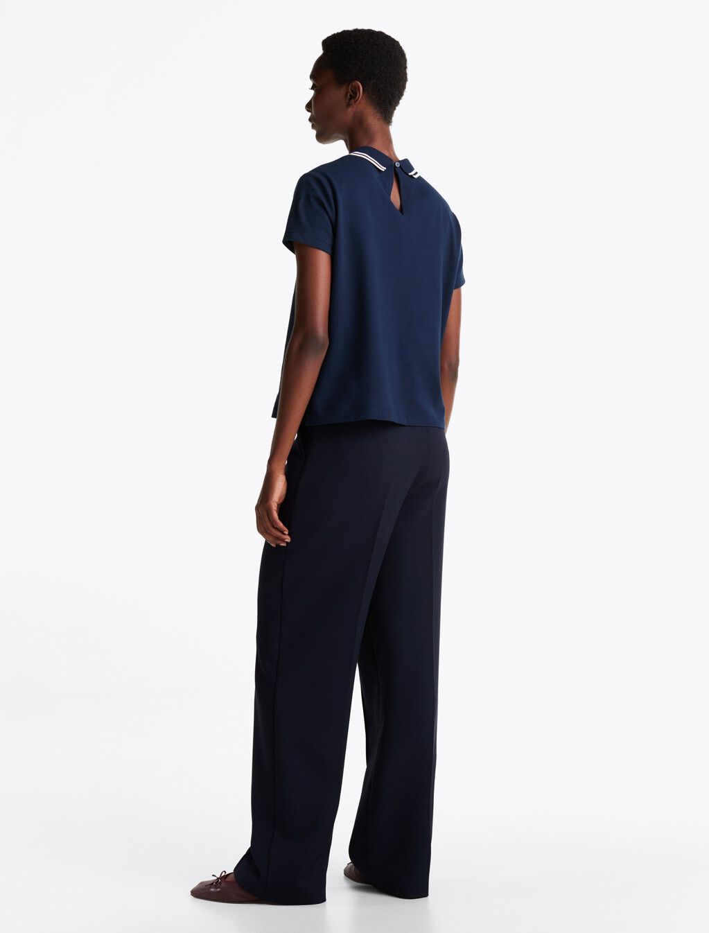 Regular Fit Back Keyhole Polo Top, Dark Night Navy, hi-res