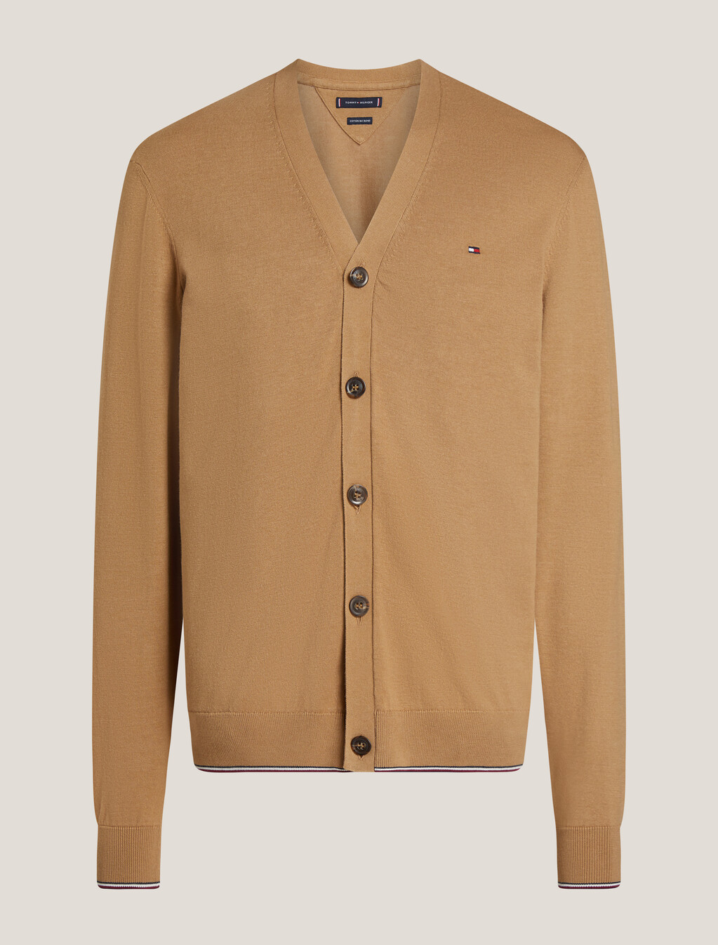 Tipped Cardigan, Safari Canvas, hi-res