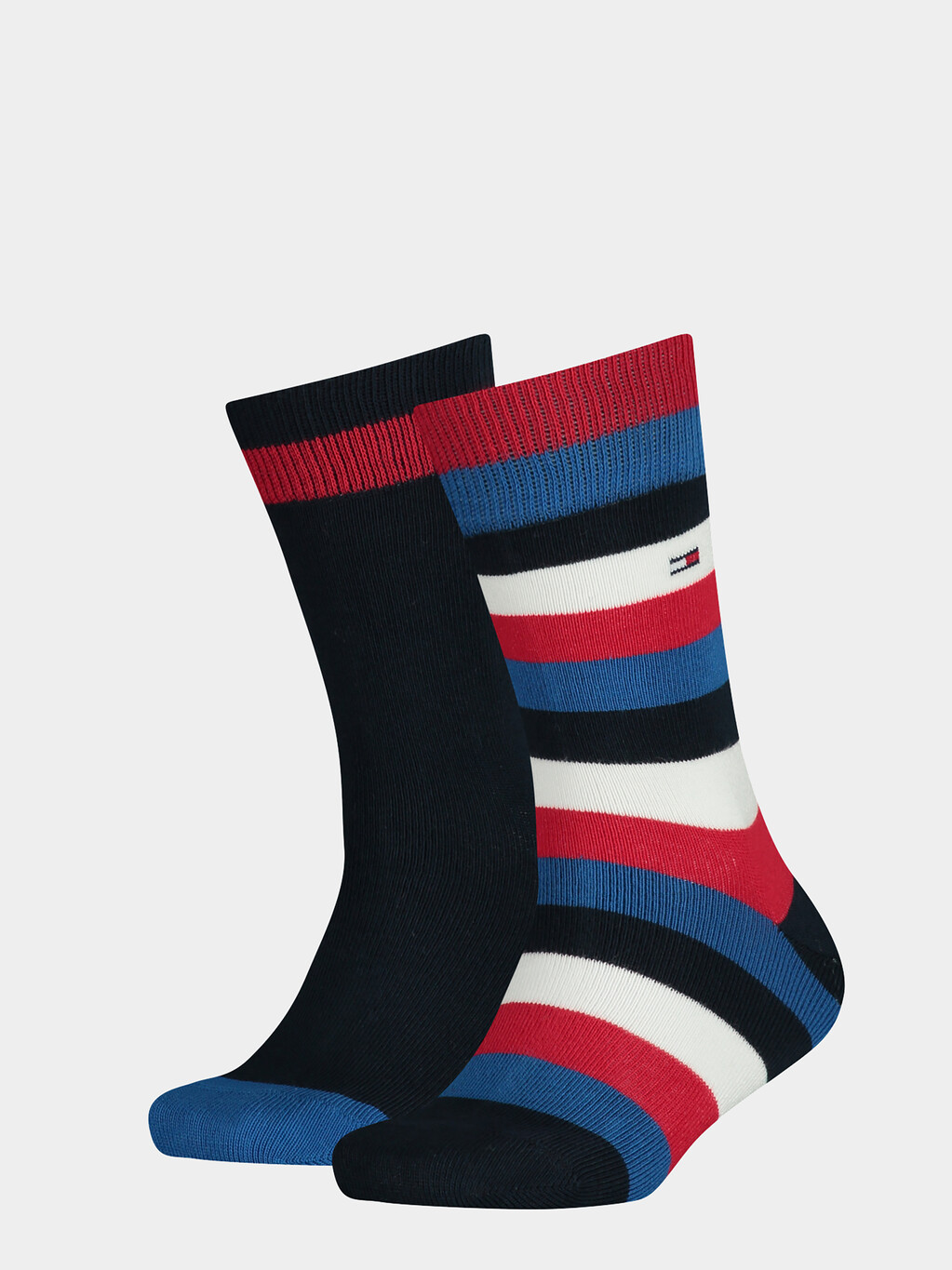 2 Pack Kids Basic Stripe Socks, midnight blue, hi-res