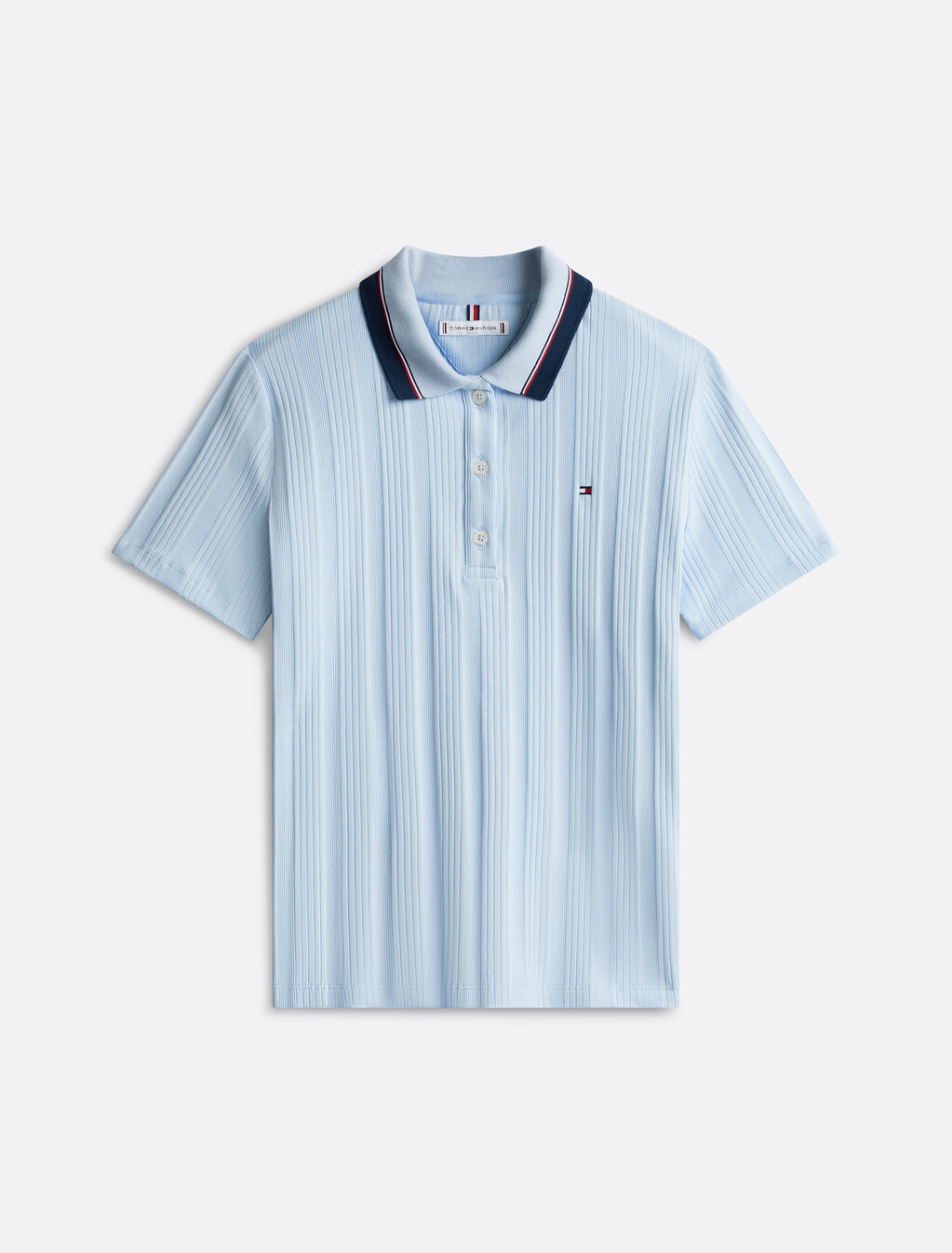 Rib Knit Tipped Polo, Breezy Blue, hi-res