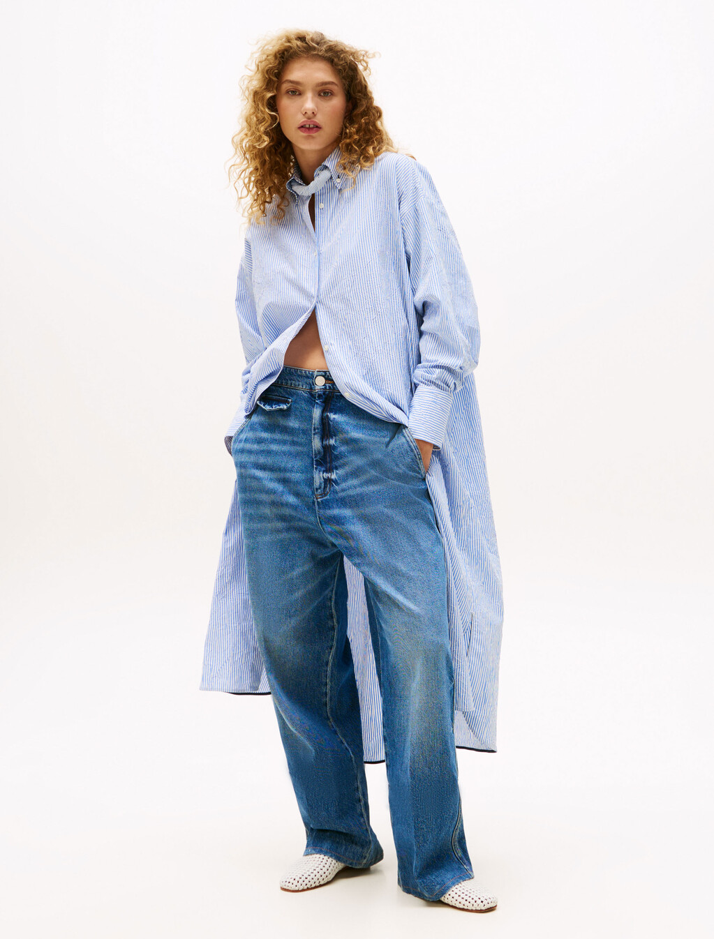 The Runway 系列超寬鬆工裝風牛仔褲, Dark Blue Denim, hi-res