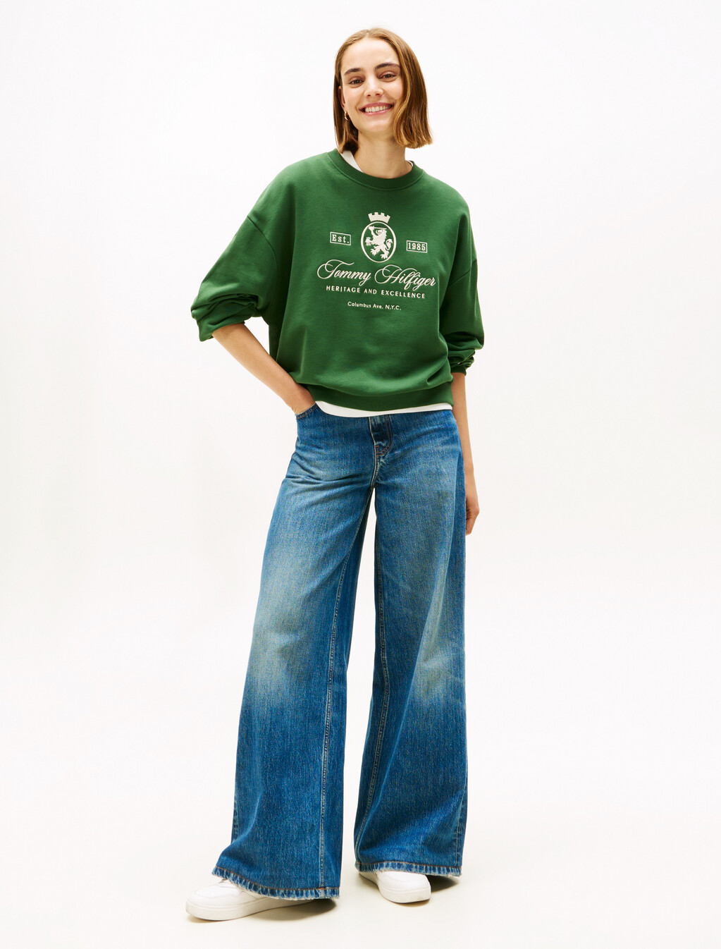 棒球風徽章毛圈衛衣, Deep Evergreen, hi-res