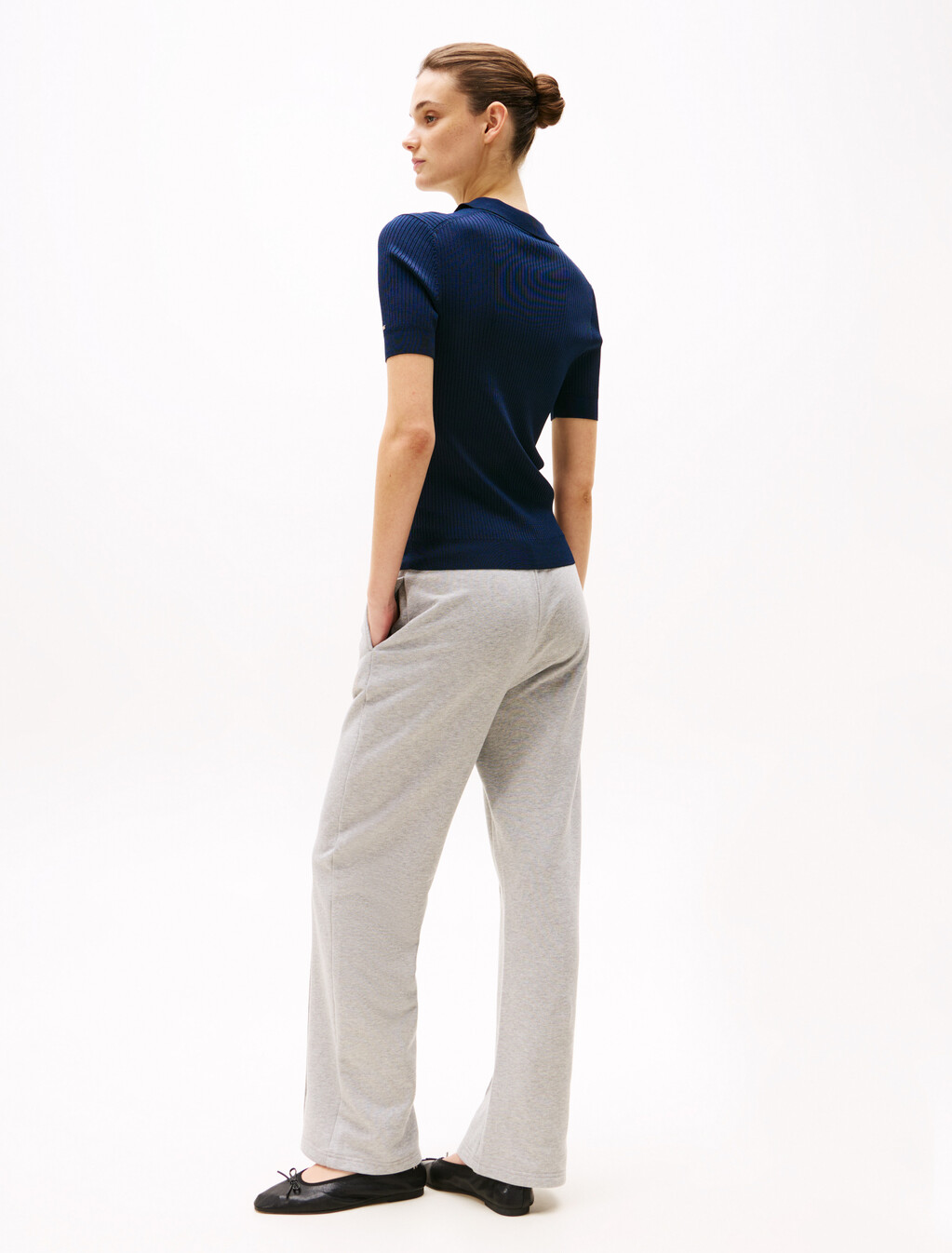 Rib Knit Slim Polo, Dark Night Navy, hi-res