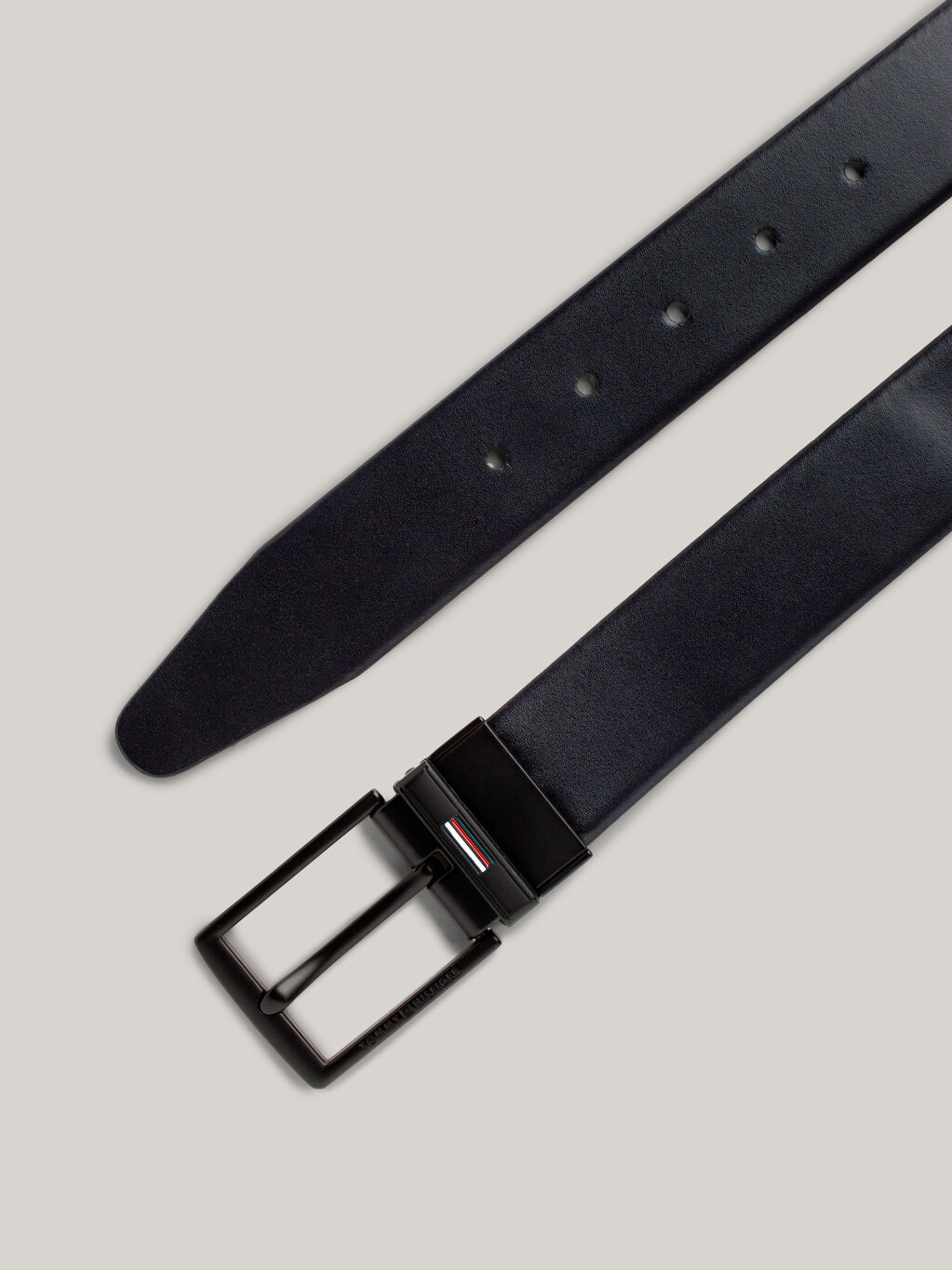 TH Business Reversible Croco-Print Leather Belt, Black, hi-res