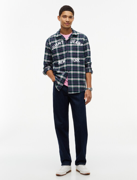 Relaxed Fit Logo Embroidery Flannel Shirt