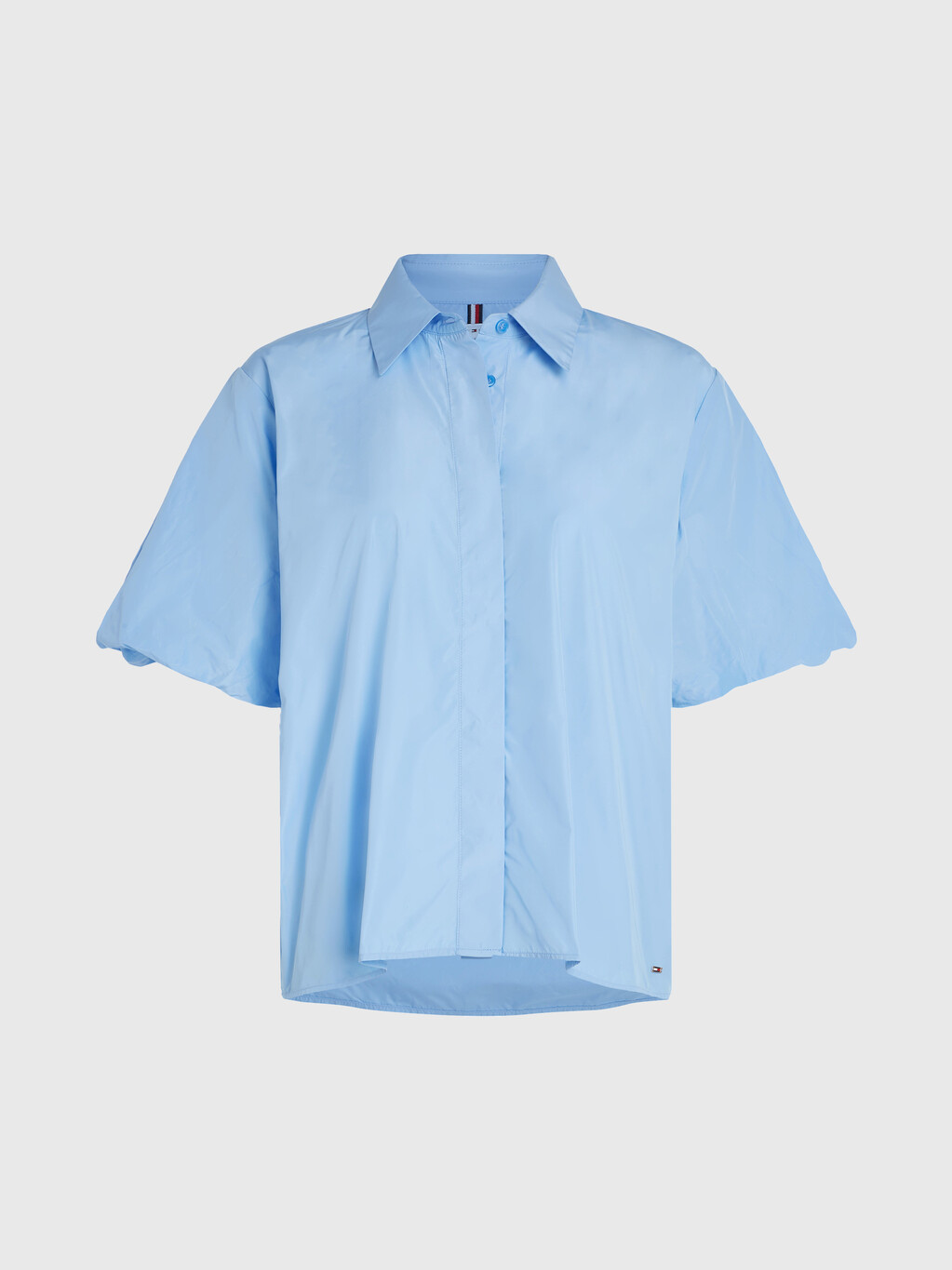 Taffeta Puff Short Sleeve Oversized Shirt, Vessel Blue, hi-res