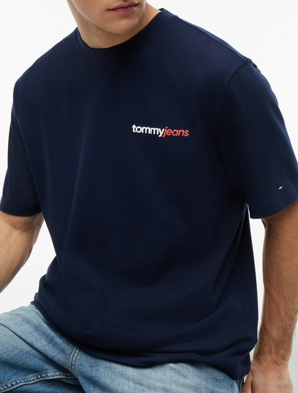 Logo Oversized Peached Jersey T-Shirt, Dark Night Navy, hi-res