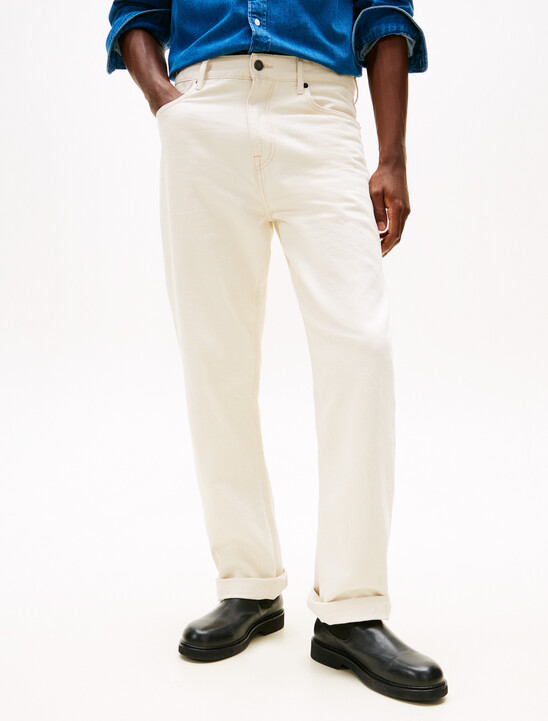 Washed Relaxed White Jeans