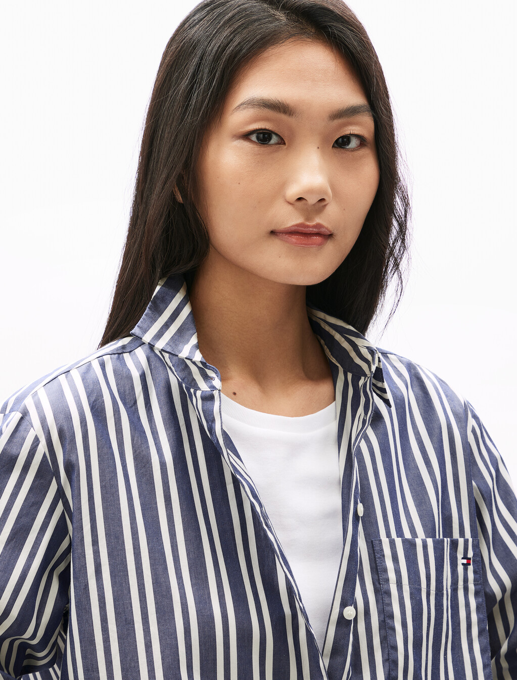 Asia Fit Essential Poplin Shirt, Marine Stp, hi-res