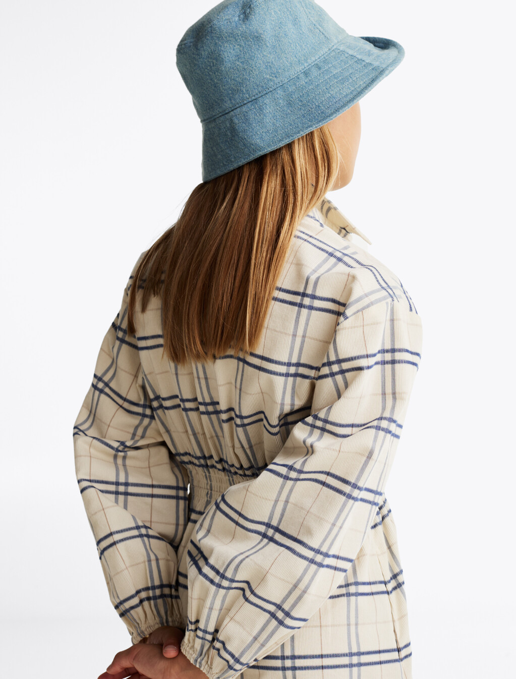 燈芯絨格紋襯衫連身裙, Classic Beige Check, hi-res