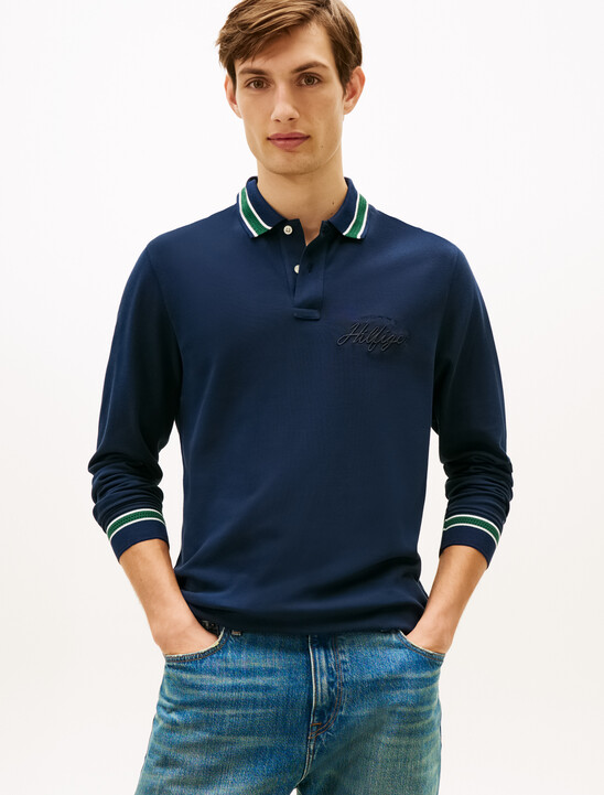Regular Fit Tipped Long Sleeve Polo Shirt