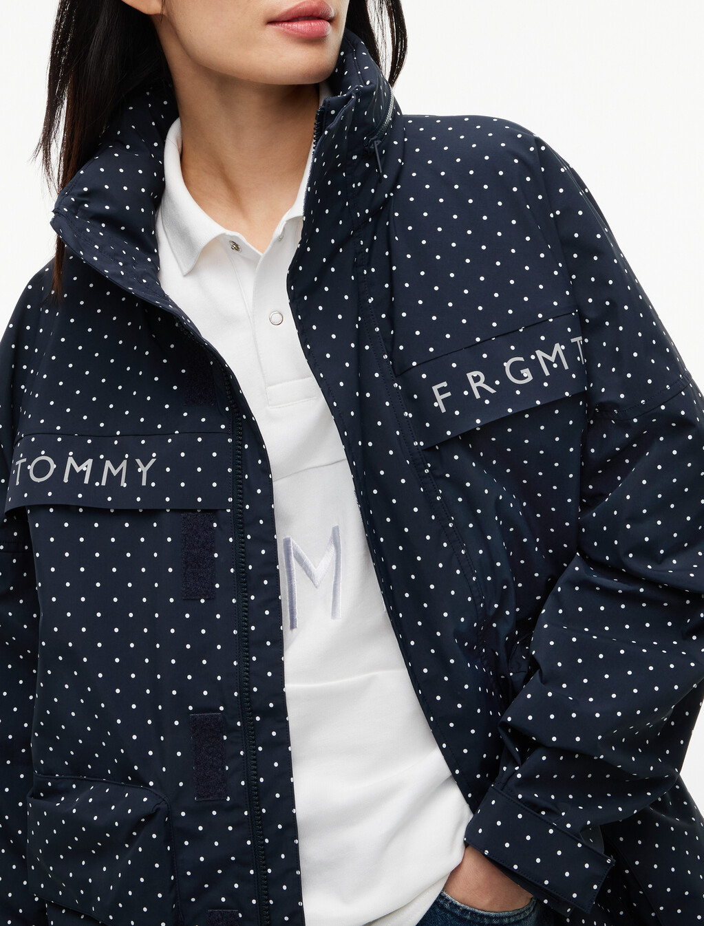 Polka Dot Field Jacket, Navy Blue Polka Dot, hi-res