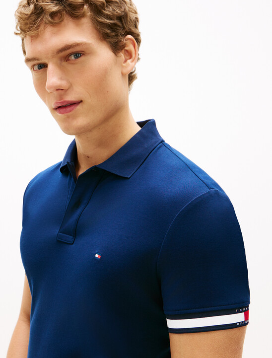 Slim Fit Interlock Knit Tipped Polo Shirt