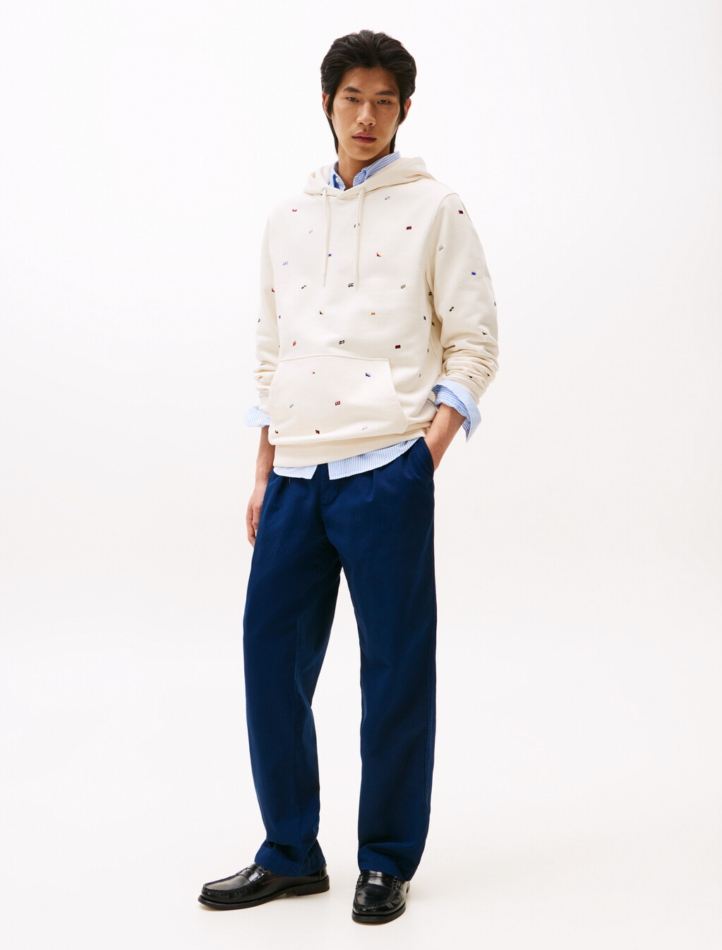 All Over Flags Hoodie, Ivory Petal, hi-res