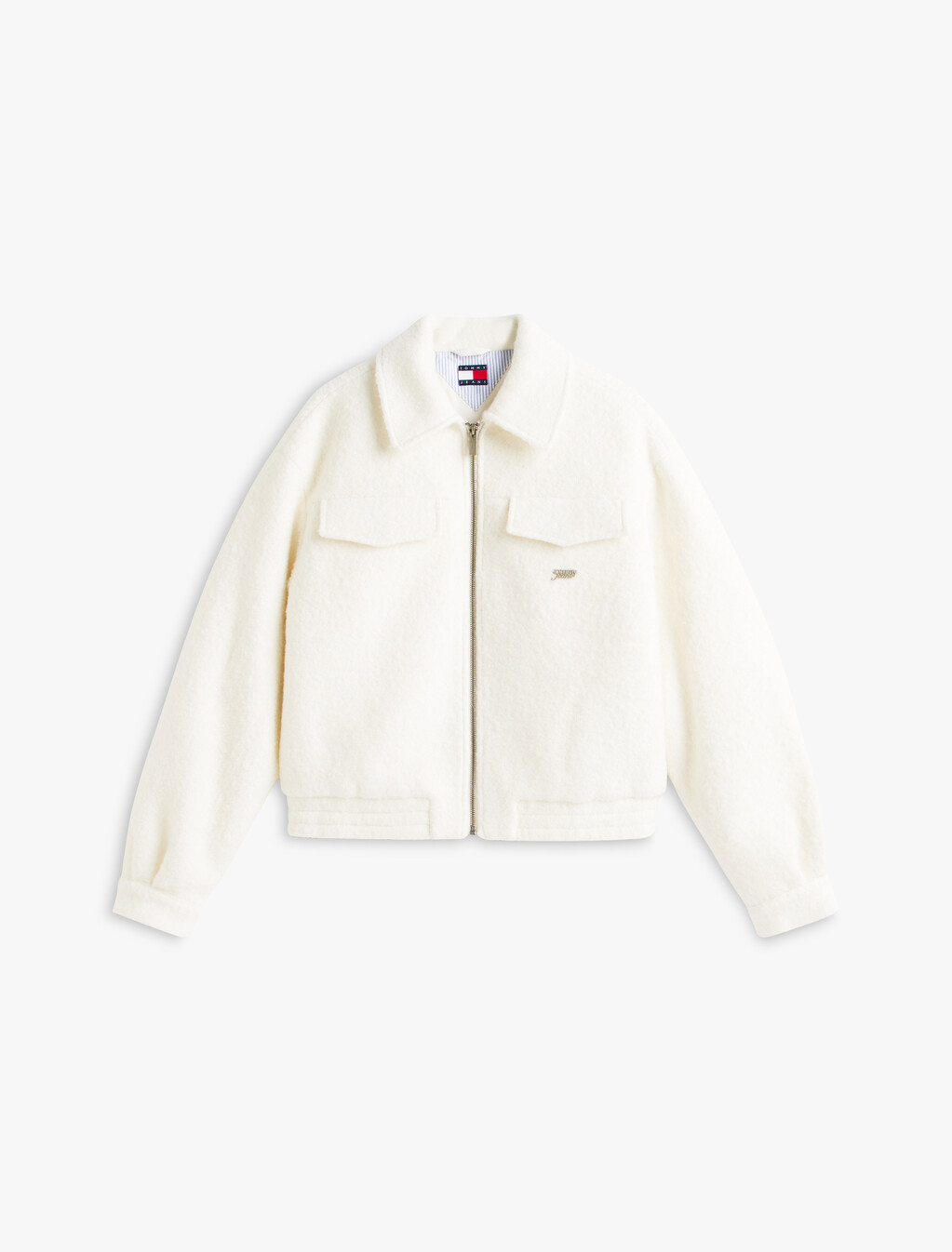 Wool Blend Oversized Zip Jacket, Ancient White, hi-res