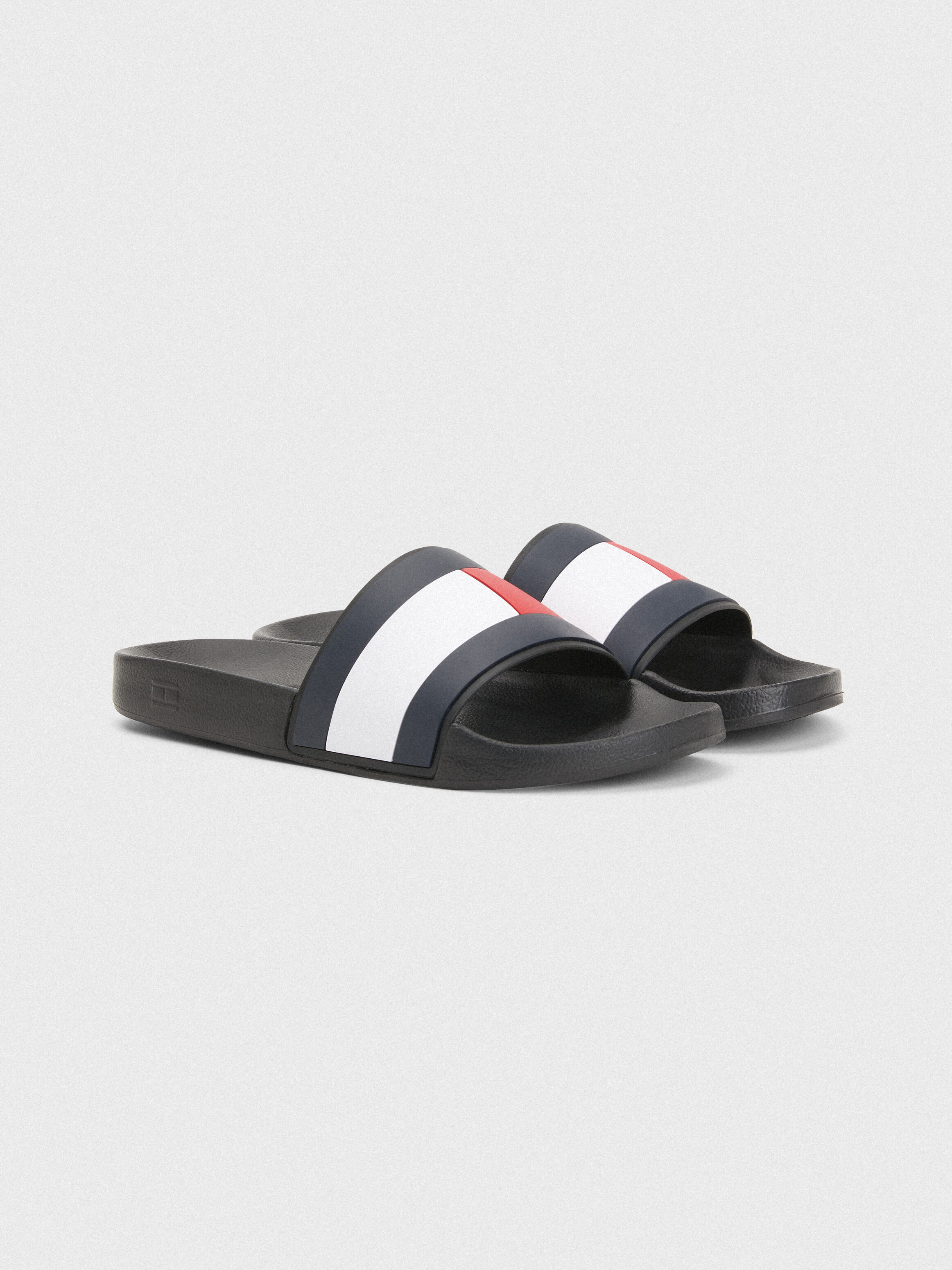 Black and white sale tommy hilfiger slides