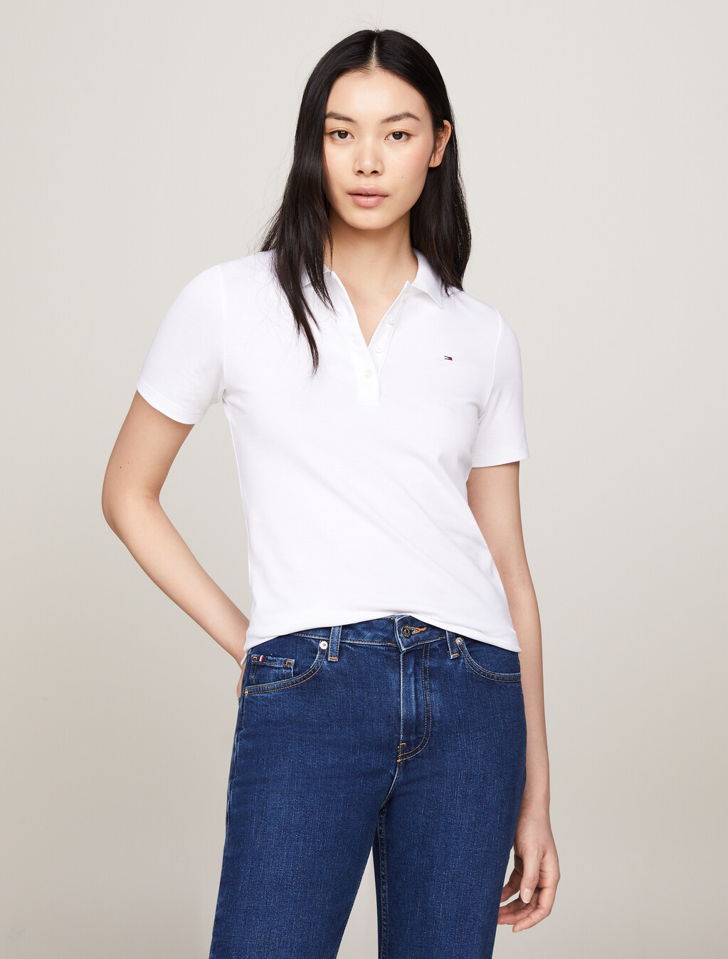 Essential 修身 Polo 衫, Th Optic White, hi-res