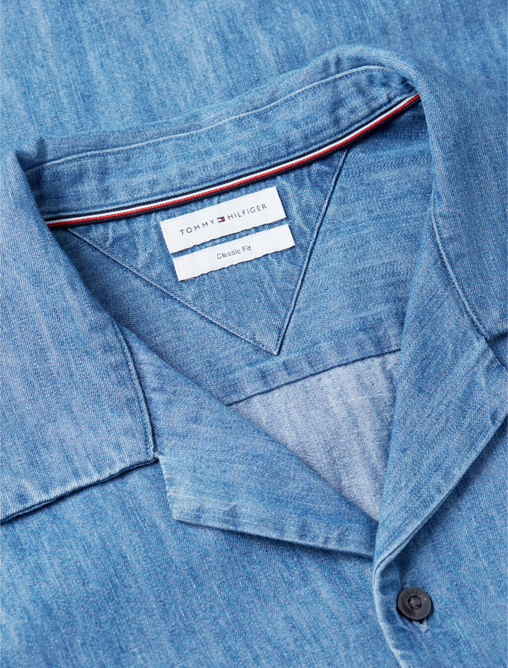 Relaxed Fit Short Sleeve Denim Shirt, Mid Blue Denim, hi-res