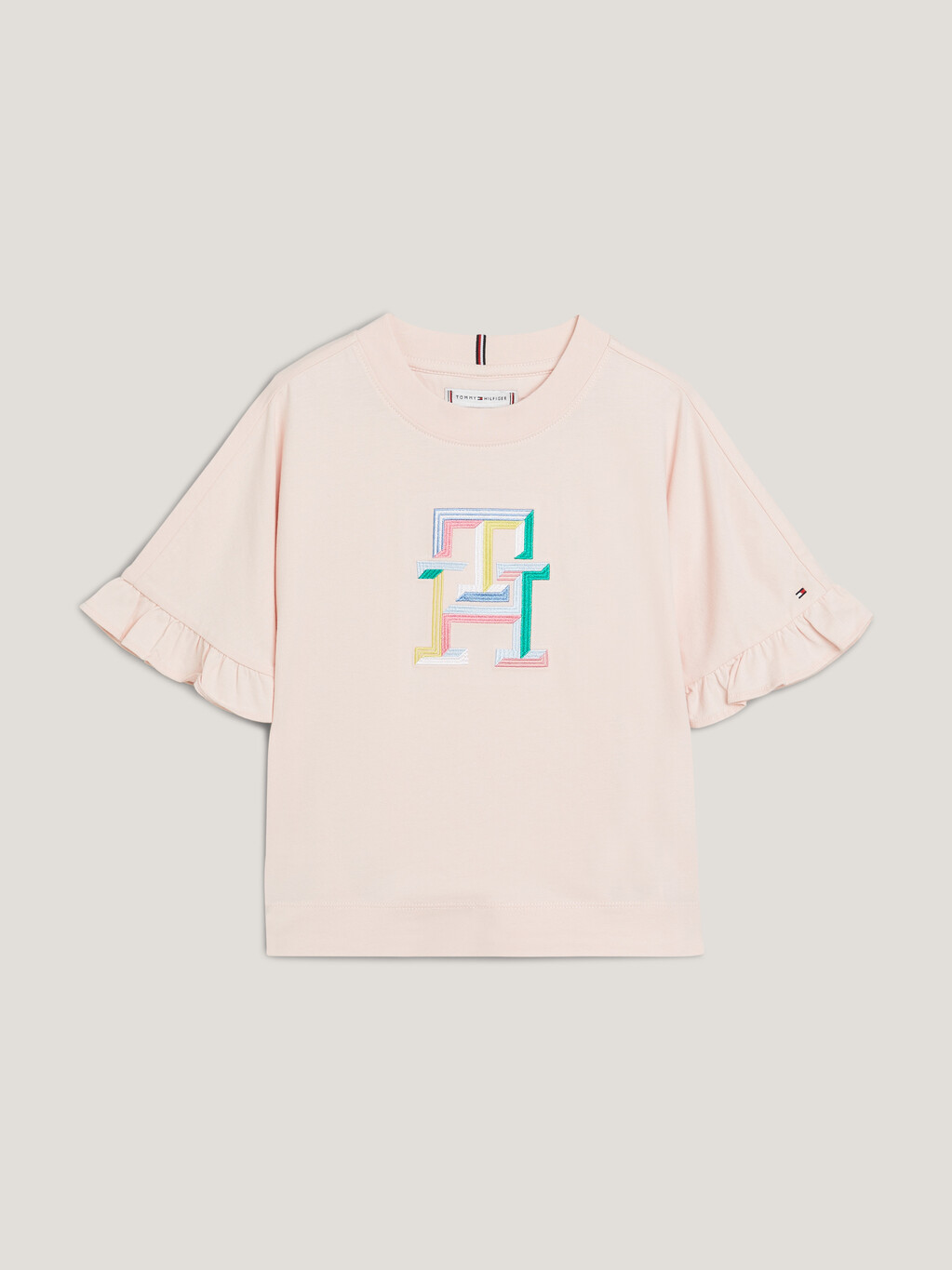 TH Monogram Embroidery Ruffle Sleeve T-Shirt, Whimsy Pink, hi-res
