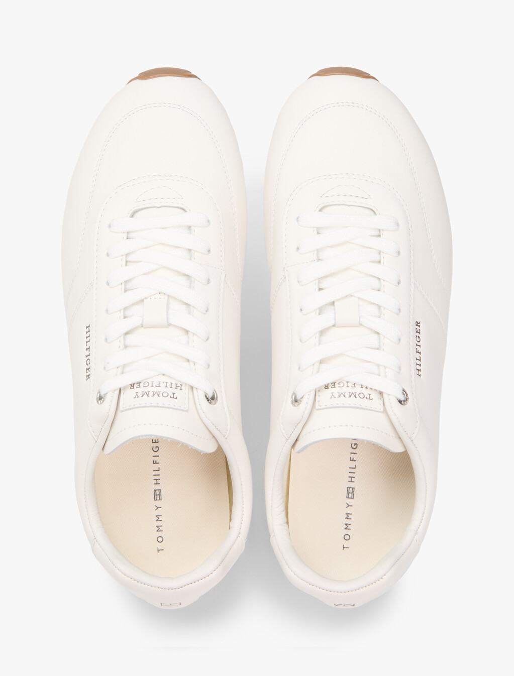 低幫標誌皮革運動鞋, Ecru, hi-res
