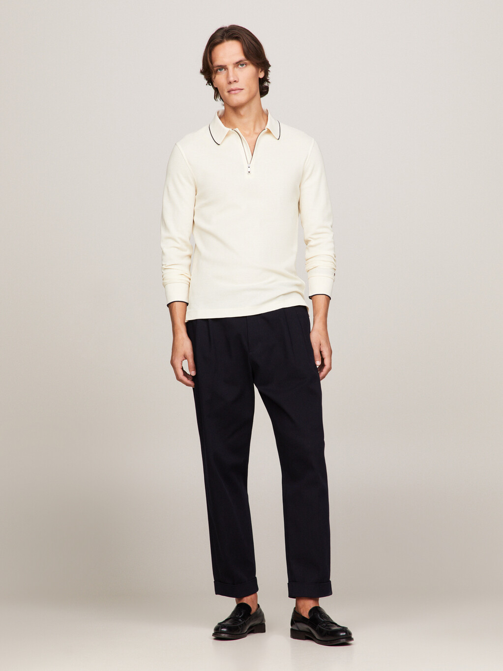 Honeycomb Slim Fit Long Sleeve Polo, Calico, hi-res