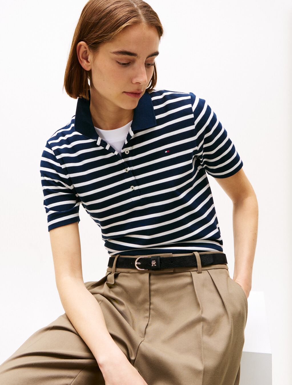 1985 Collection Flag Embroidery Regular Polo, Dark Night Navy/ Ecru Stp, hi-res