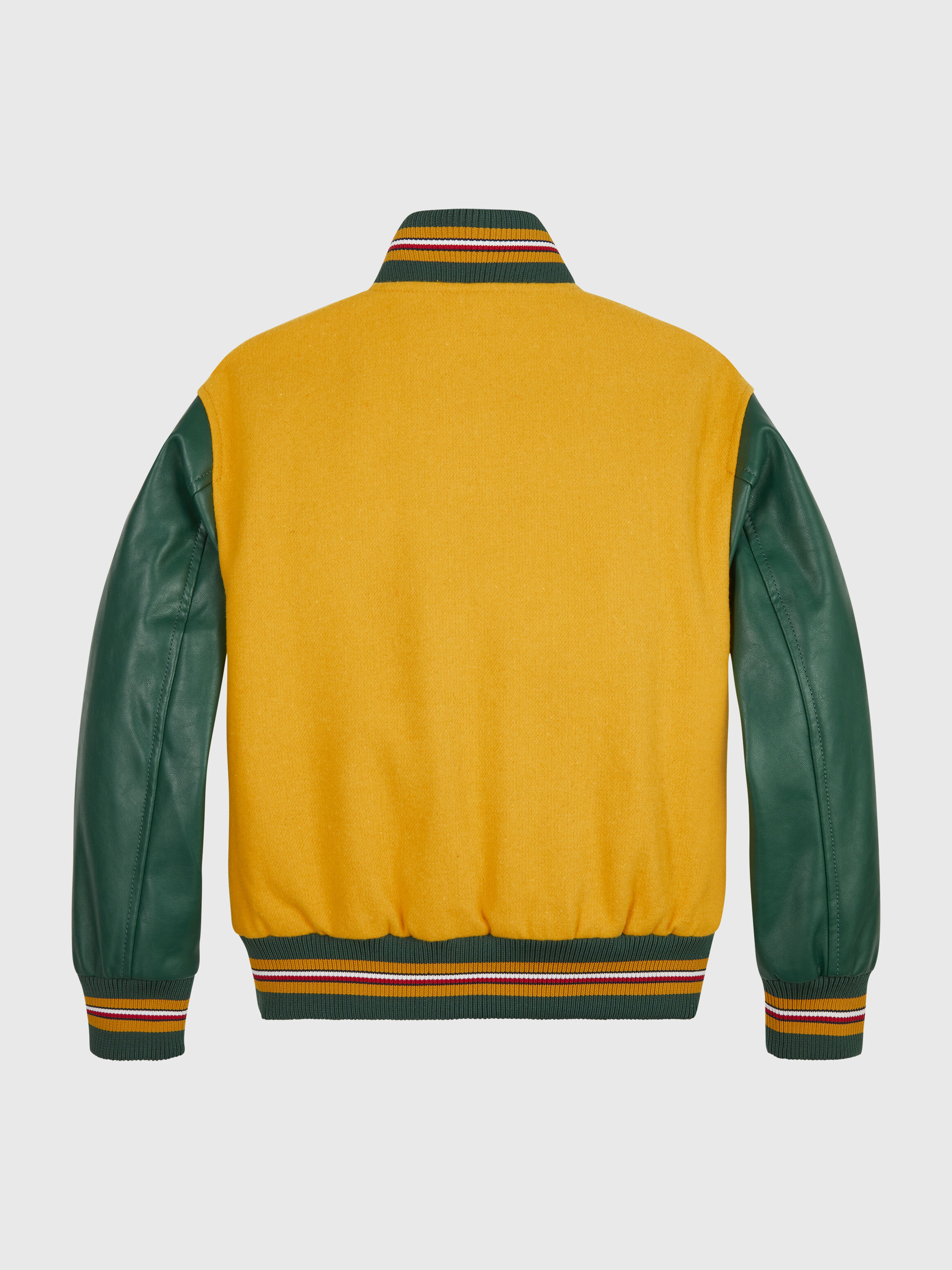 Green and top yellow letterman jacket
