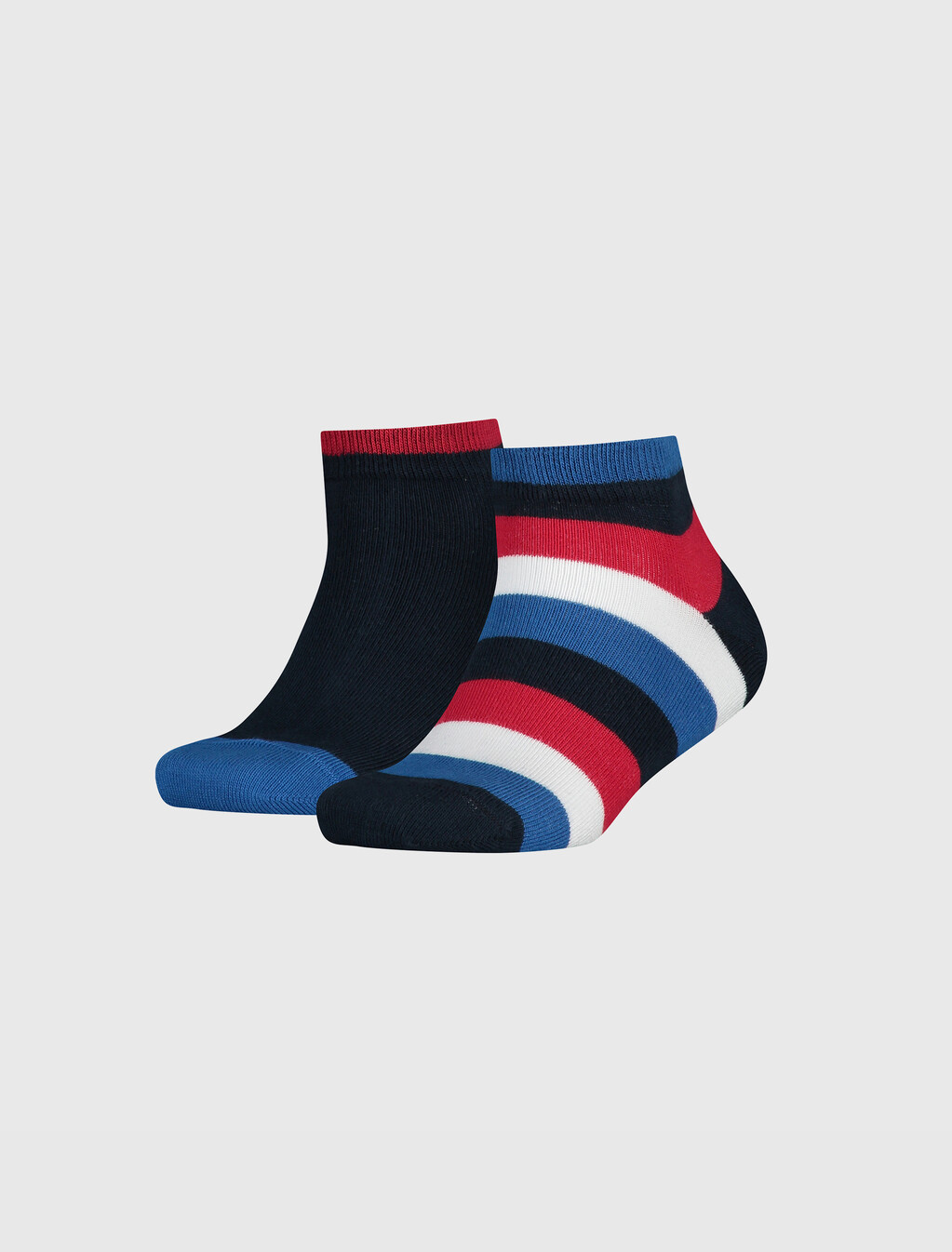 Basic Stripe Quarter Socks, midnight blue, hi-res