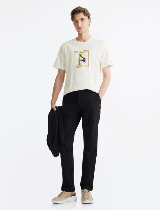 Flag Icon Embroidery Interlock T-Shirt