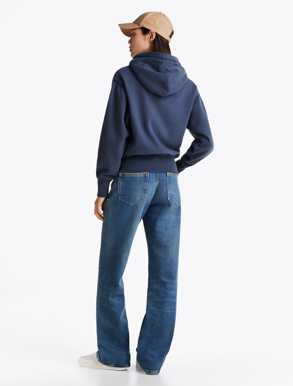 Logo Embroidery Drawstring Fleece Hoody, Military Denim, hi-res