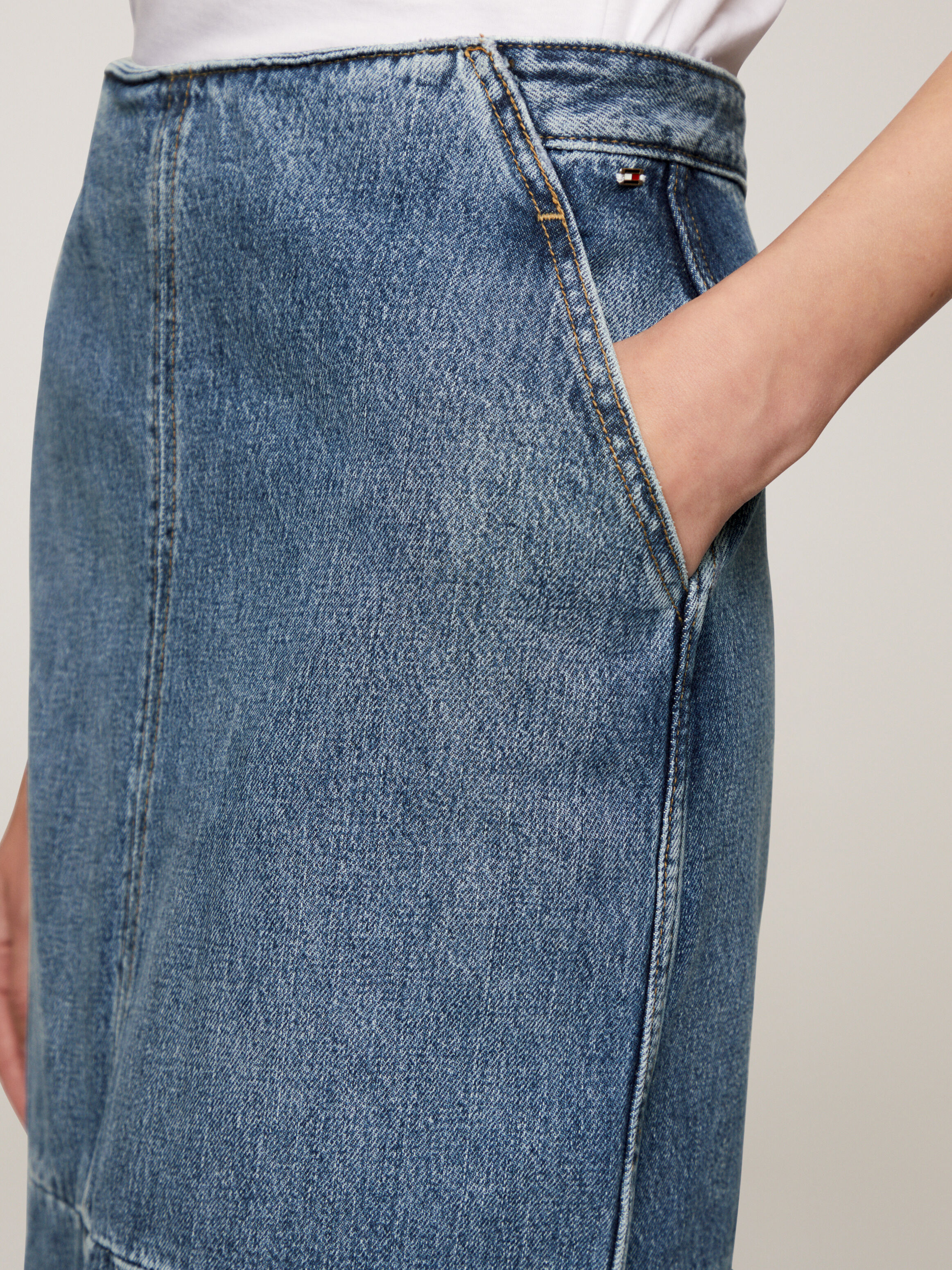 High Waist Midi Denim Skirt | blue | Tommy Hilfiger Hong Kong