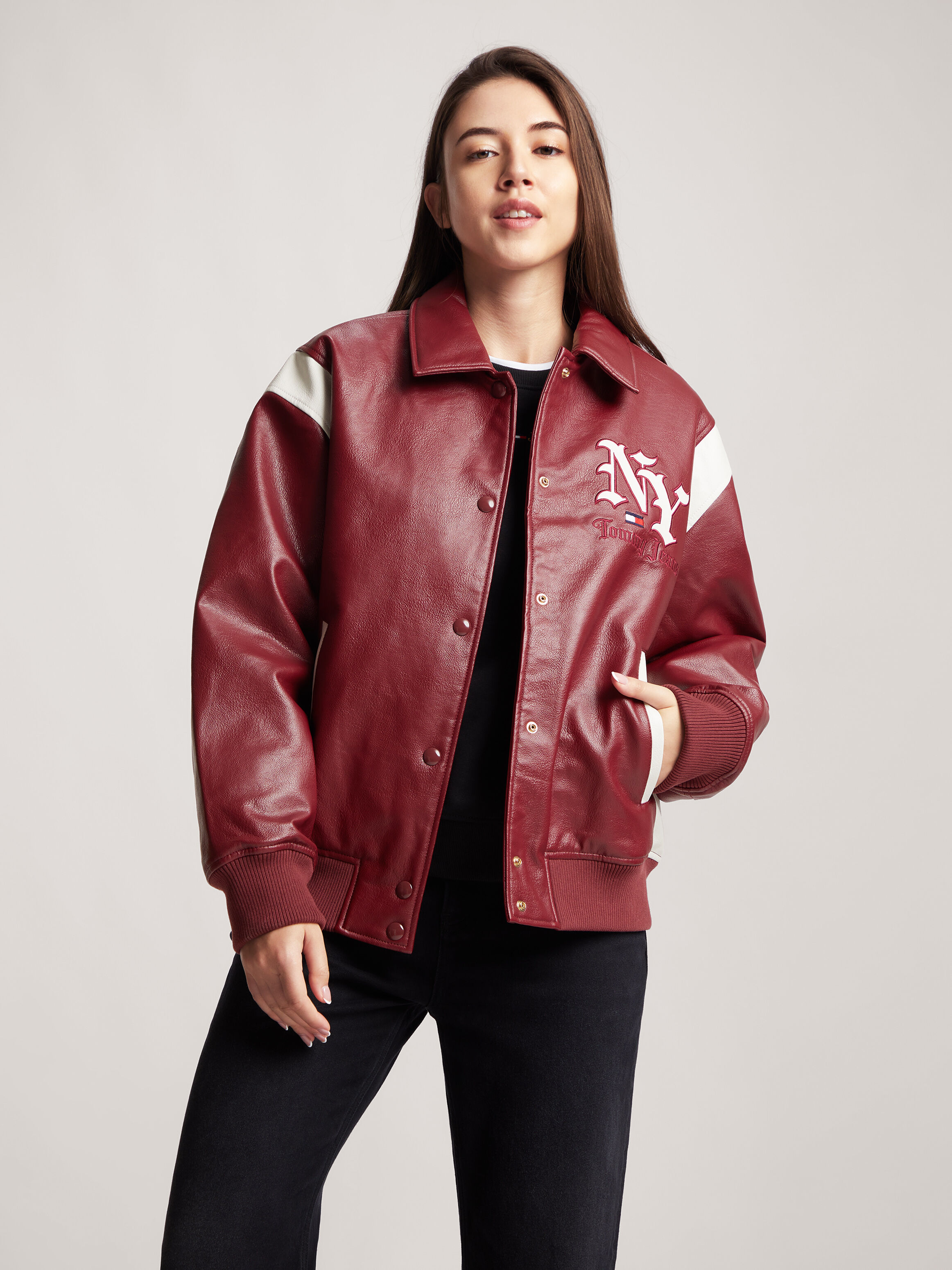 Tommy hilfiger sale red bomber jacket