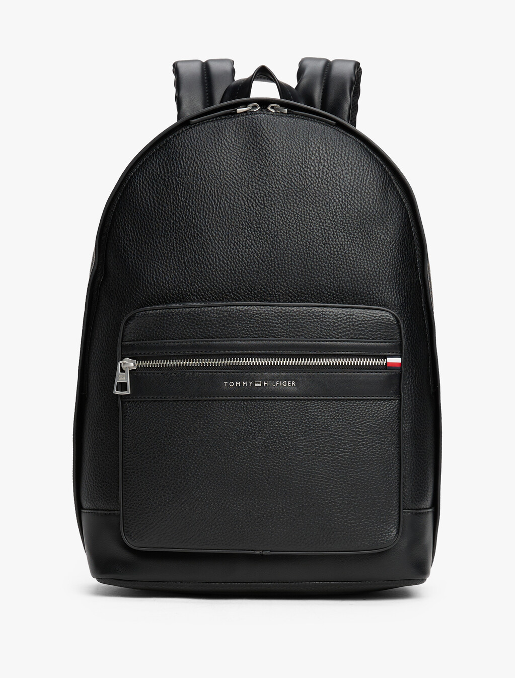 Pebble Grain Metal Logo Backpack, Black, hi-res