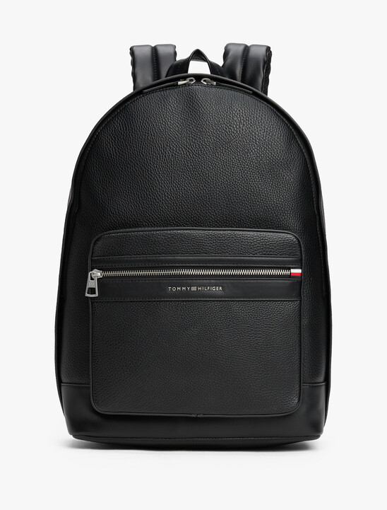 Pebble Grain Metal Logo Backpack